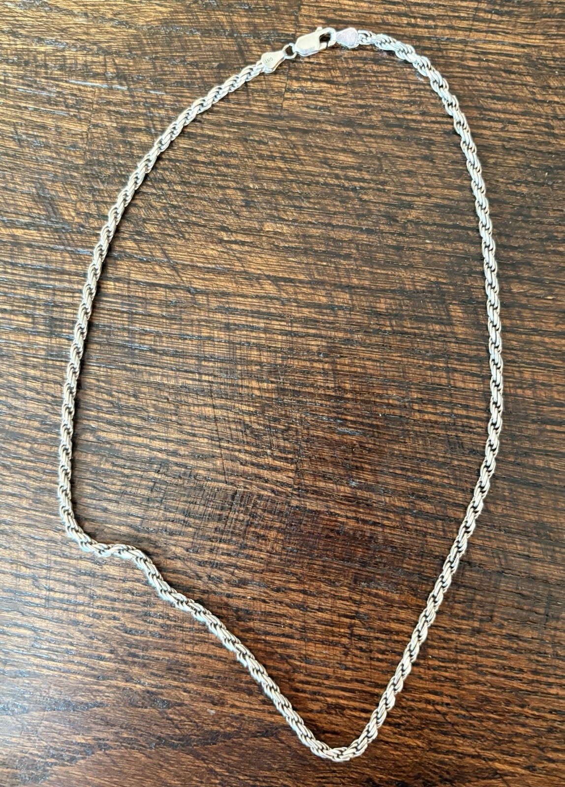 925 Sterling Silver Rope Chain Necklace 18” Italy 16g Lobster Clasp