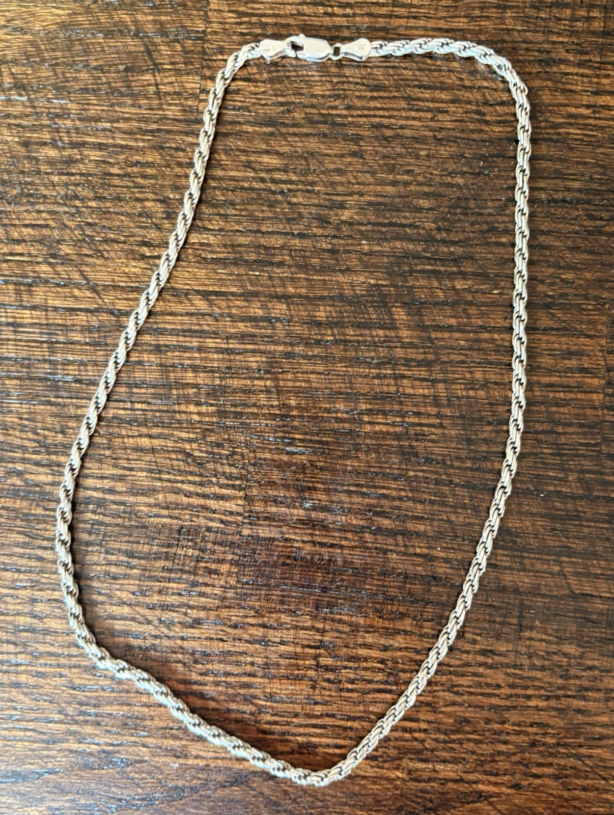 925 Sterling Silver Rope Chain Necklace 18” Italy 16g Lobster Clasp