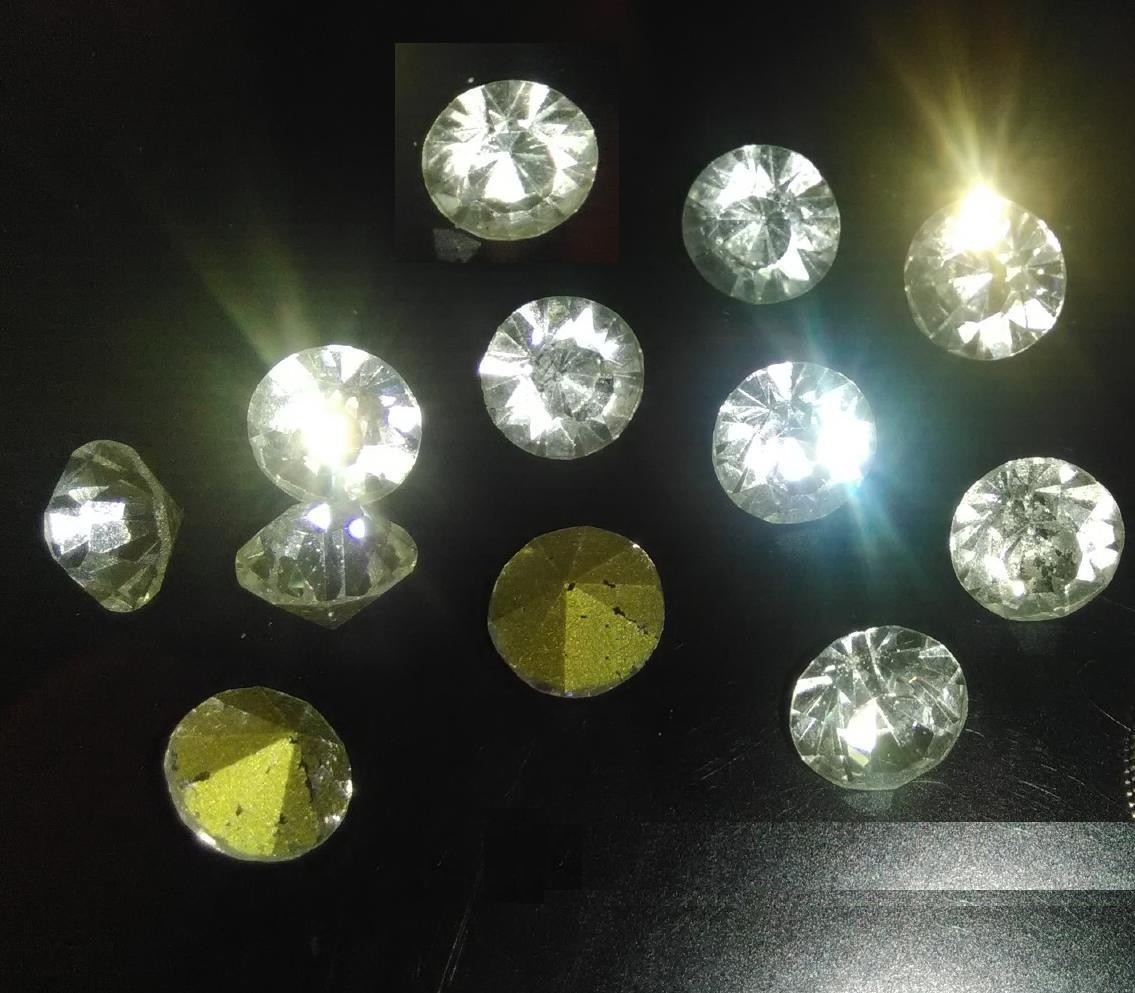 12 Piece crystal rhinestones tin cuts old stock 8mmx5mm foil backed misc011