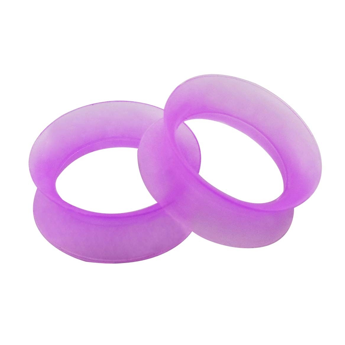 Pair Flexible Silicone Flesh Ear Tunnels Double Flat Flared Plugs Earlets Gauges