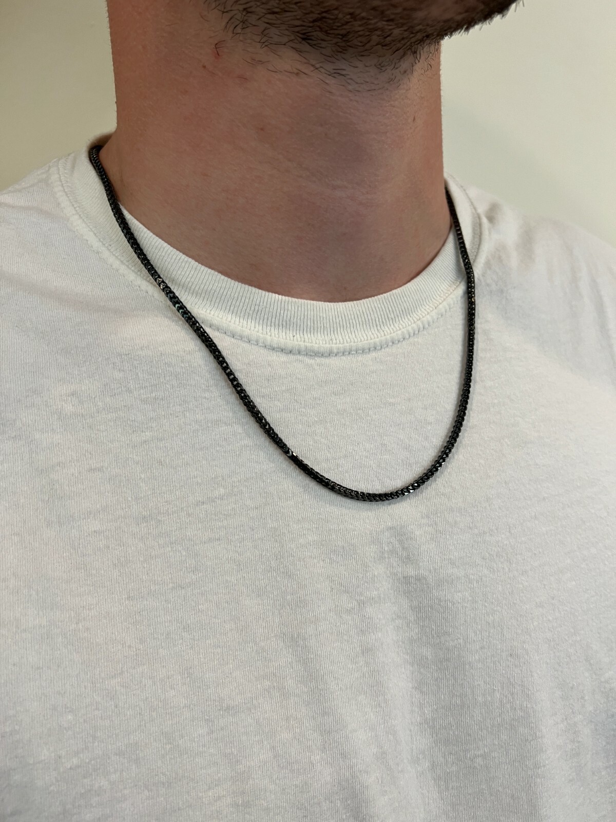 Franco Chain 2.5mm Necklace Black Oxidized Rhodium Over Real 925 Sterling Silver