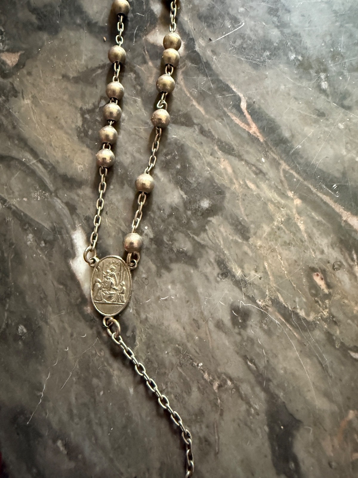 Vintage Dolce & Gabbana .925 Sterling Silver Rosary Necklace Crucifix DG 2000s