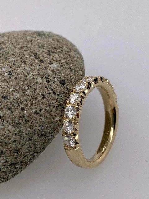 2Ct Moissanite Round Cut Anniversary Wedding Band Ring 14k Yellow Gold Plated