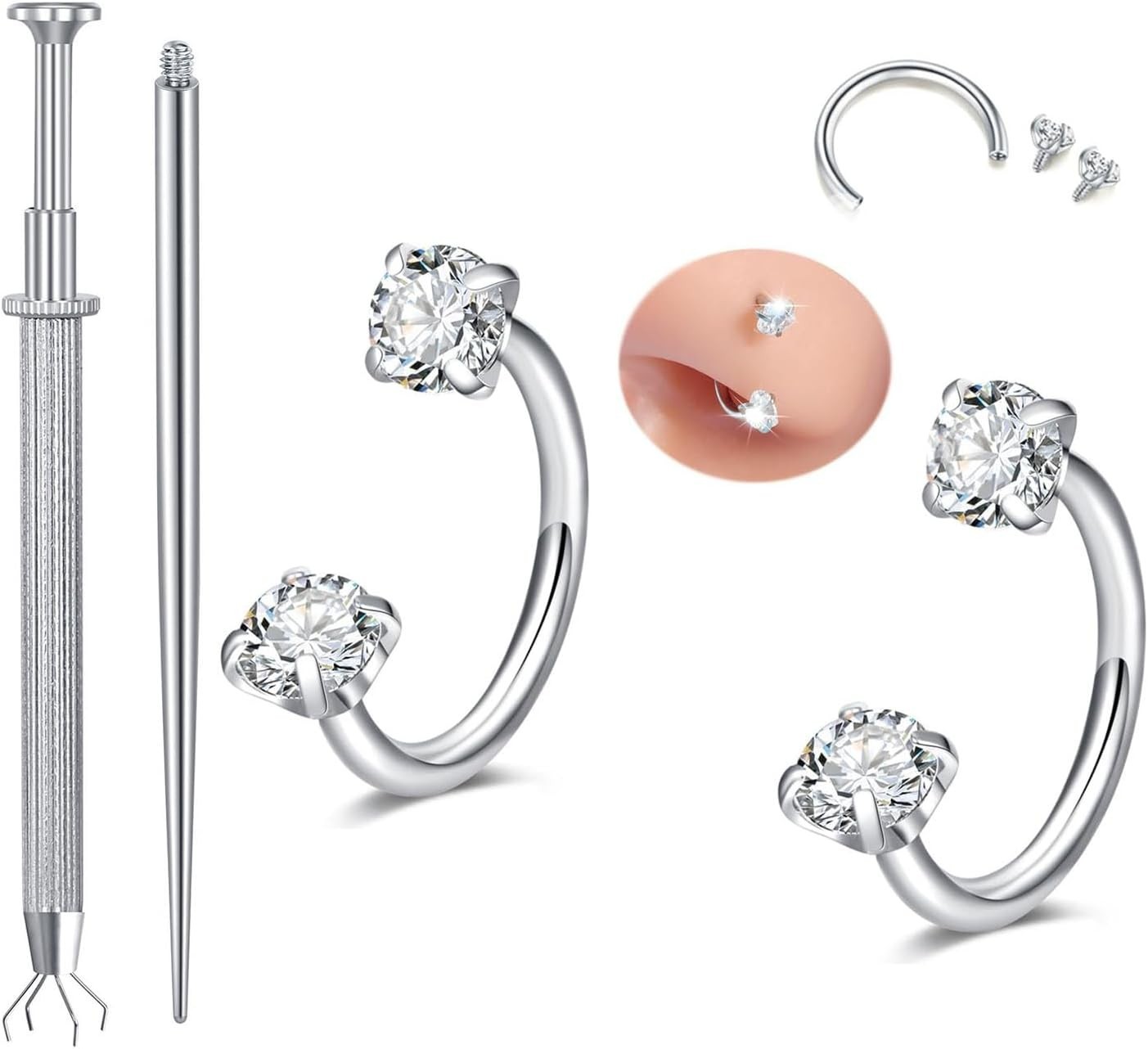 Nose Rings 20g Nose Rings Hoops Nose Studs Nose Rings for Women Surgical Stee…