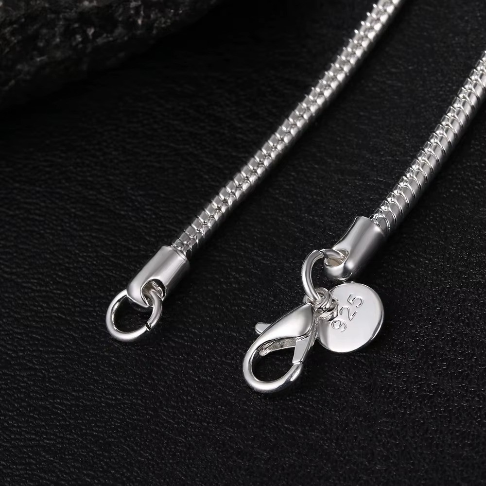 925 Sterling Silver Snake Chain Necklace Shiny 925 Stamp Non-Tarnish Brand New