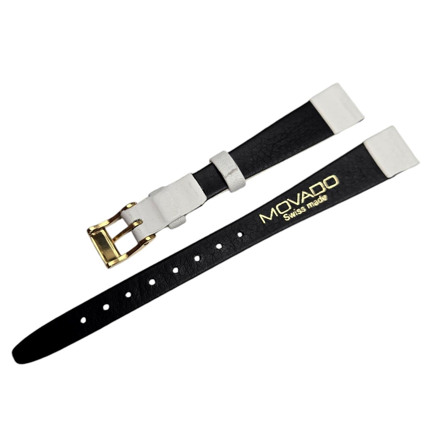 NOS Vintage Original Movado Museum White Leather 12mm Watch Band Strap & Buckle
