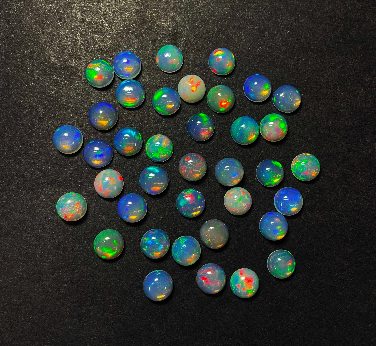 Natural Ethiopian Opal Round Cabochon Loose Gemstone Lot 4 Pcs 8 MM 5 CT