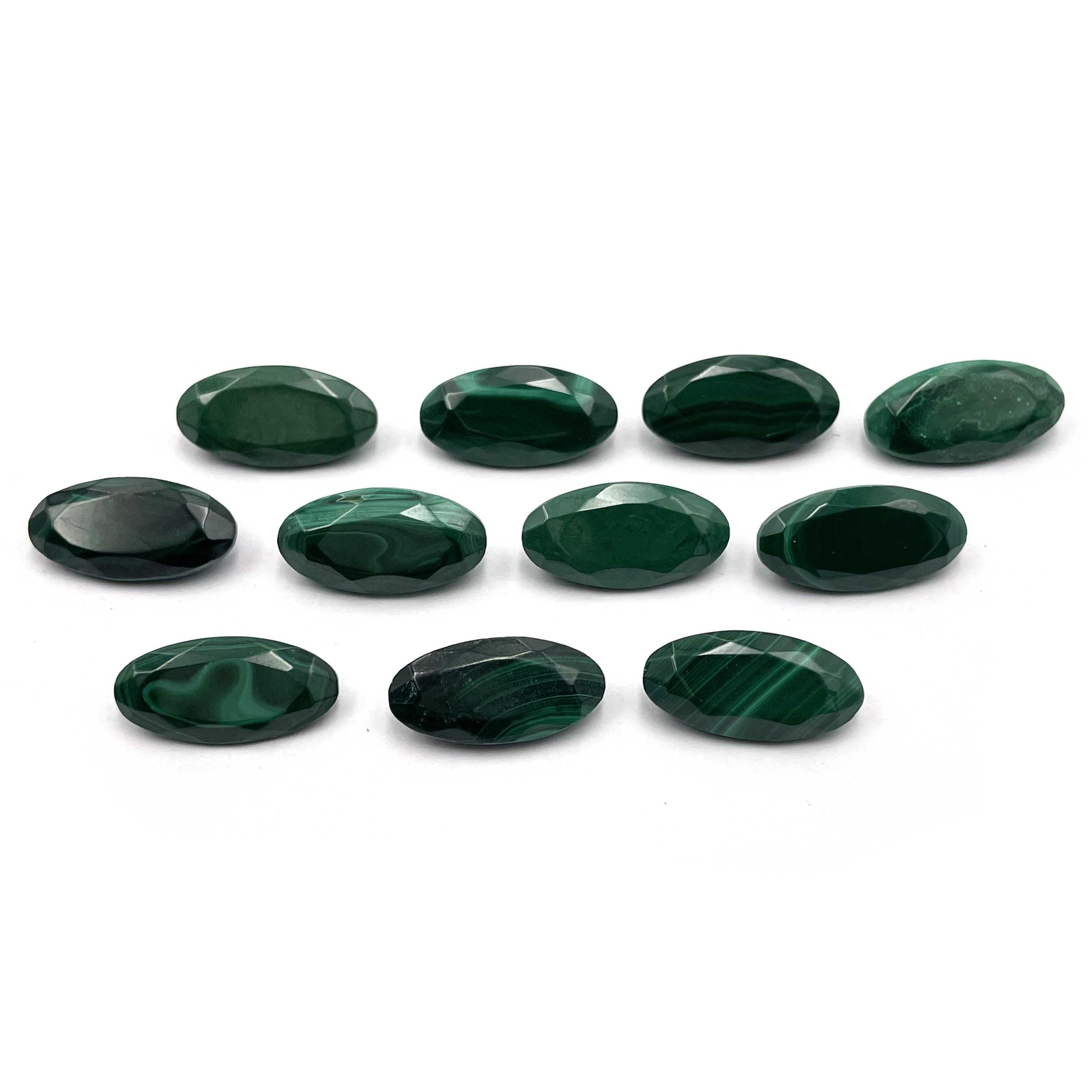 Natural Malachite Oval Checker Cut Loose Gemstone Lot 11 Pcs 10*20 MM 119 CT