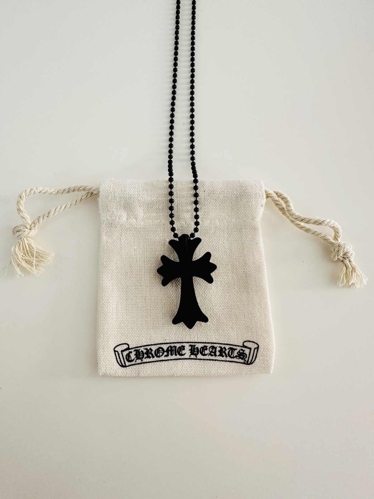 CH Chrome Tokyo 20th Anniversary Black Cross Rubber Necklace With Dust Bag