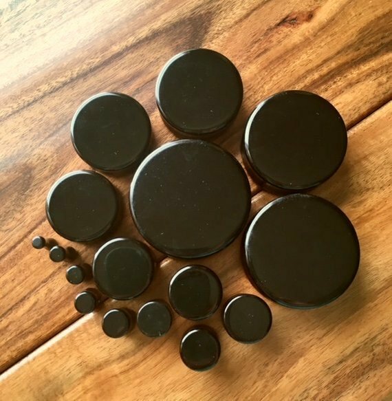 PAIR Black Onyx Organic Stone Plugs Gauges – up to 38mm available!