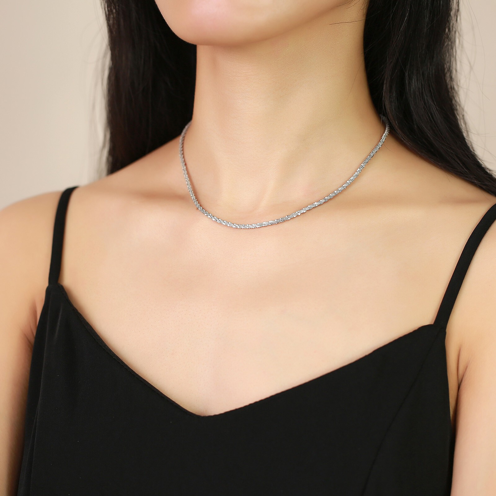 Sparkling Starry Necklace Titanium Steel 18K Gold Plated Chain Fashion Jewelry