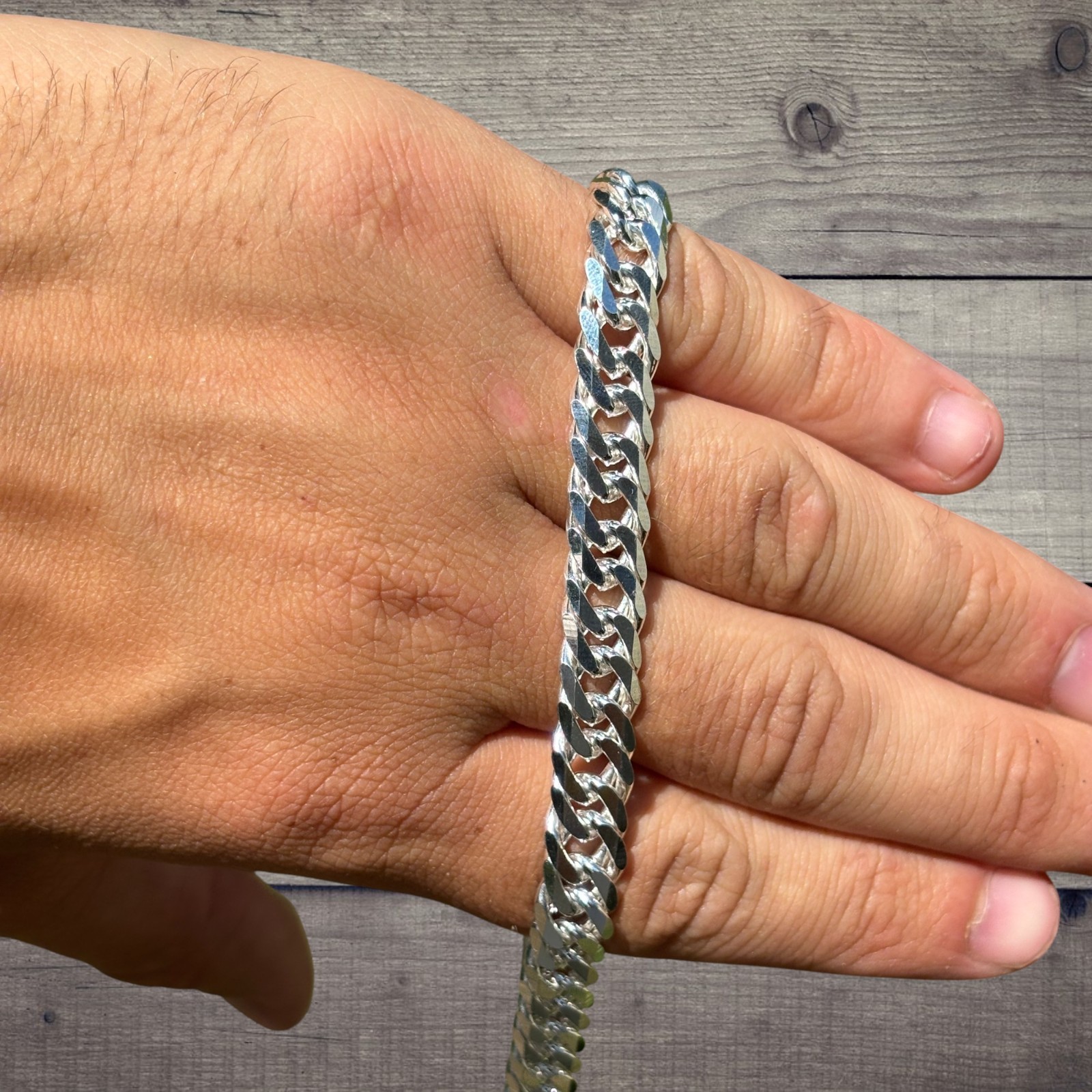 10mm Double Curb Link Chain Necklace – Solid 925 Sterling Silver MADE IN ITALY