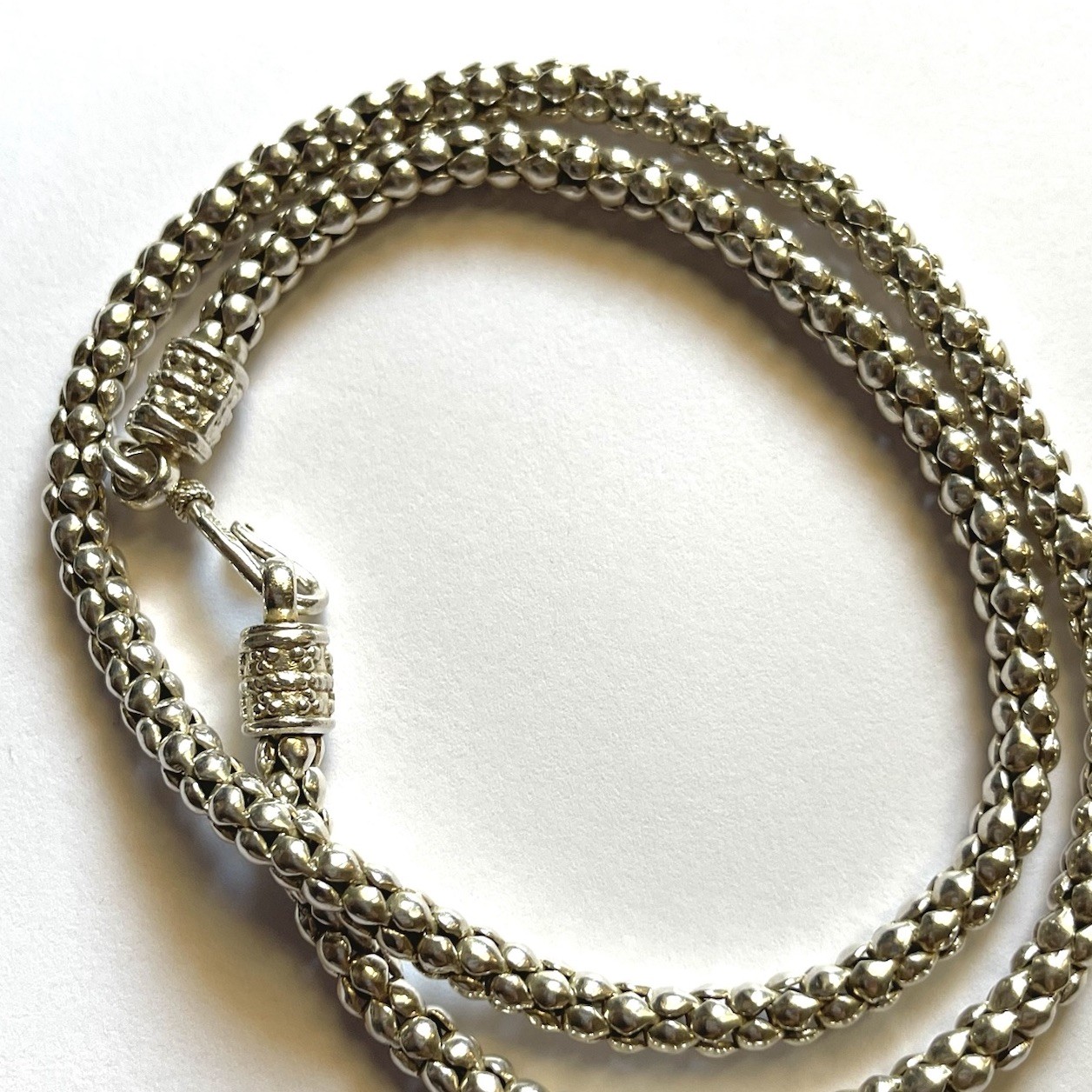 Vintage Doug Paulus DP Sterling Silver .925 Popcorn Necklace 20” Length 5MM 45G