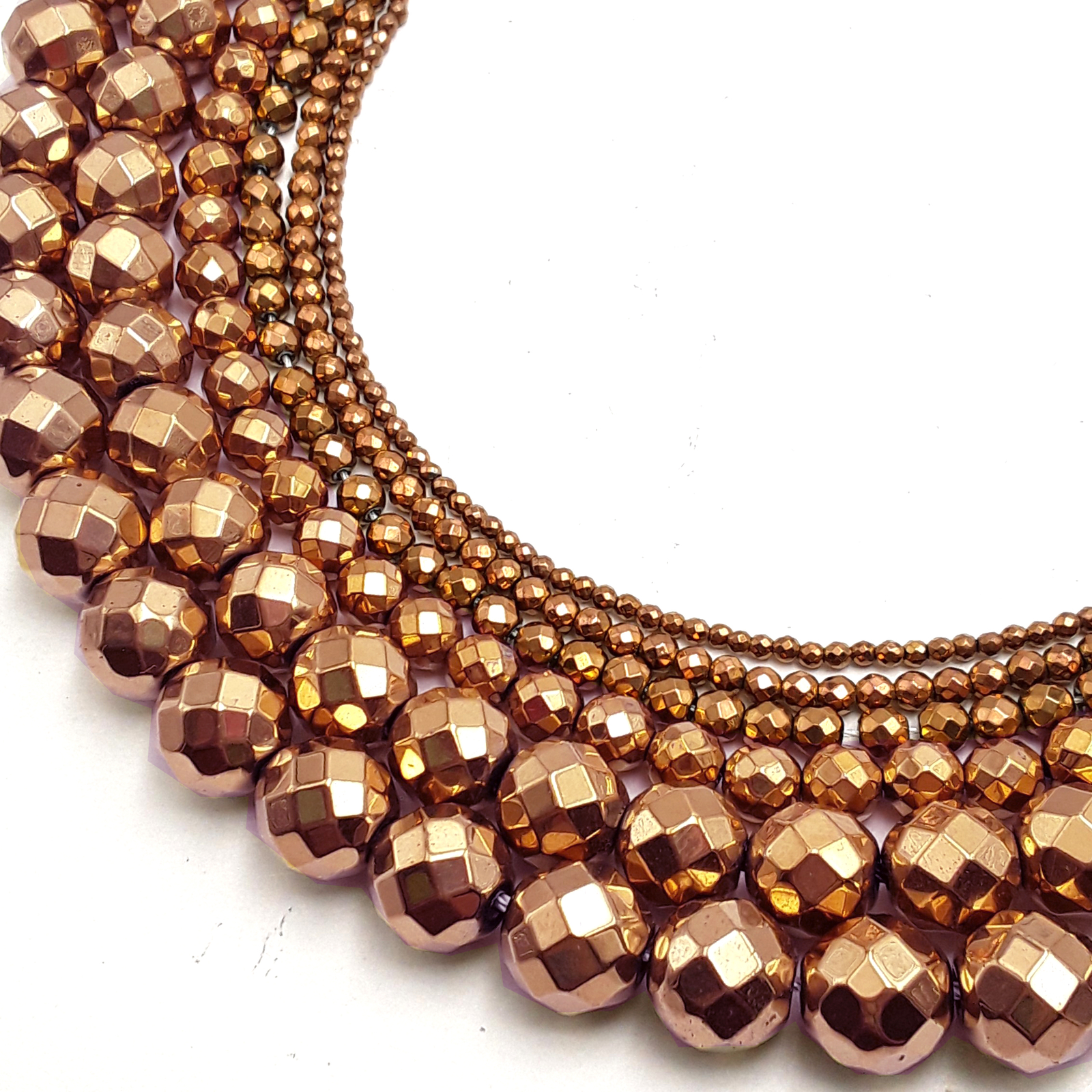 Copper Hematite Faceted Round Beads 2mm 3mm 4mm 6mm 8mm 10mm 12mm 15.5″ Strand