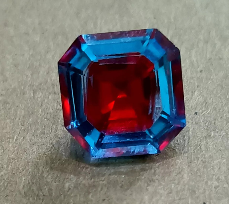 Natural Bi-Color Pitambari Sapphire 11 Ct Asscher Cut Certified Loose Gemstone