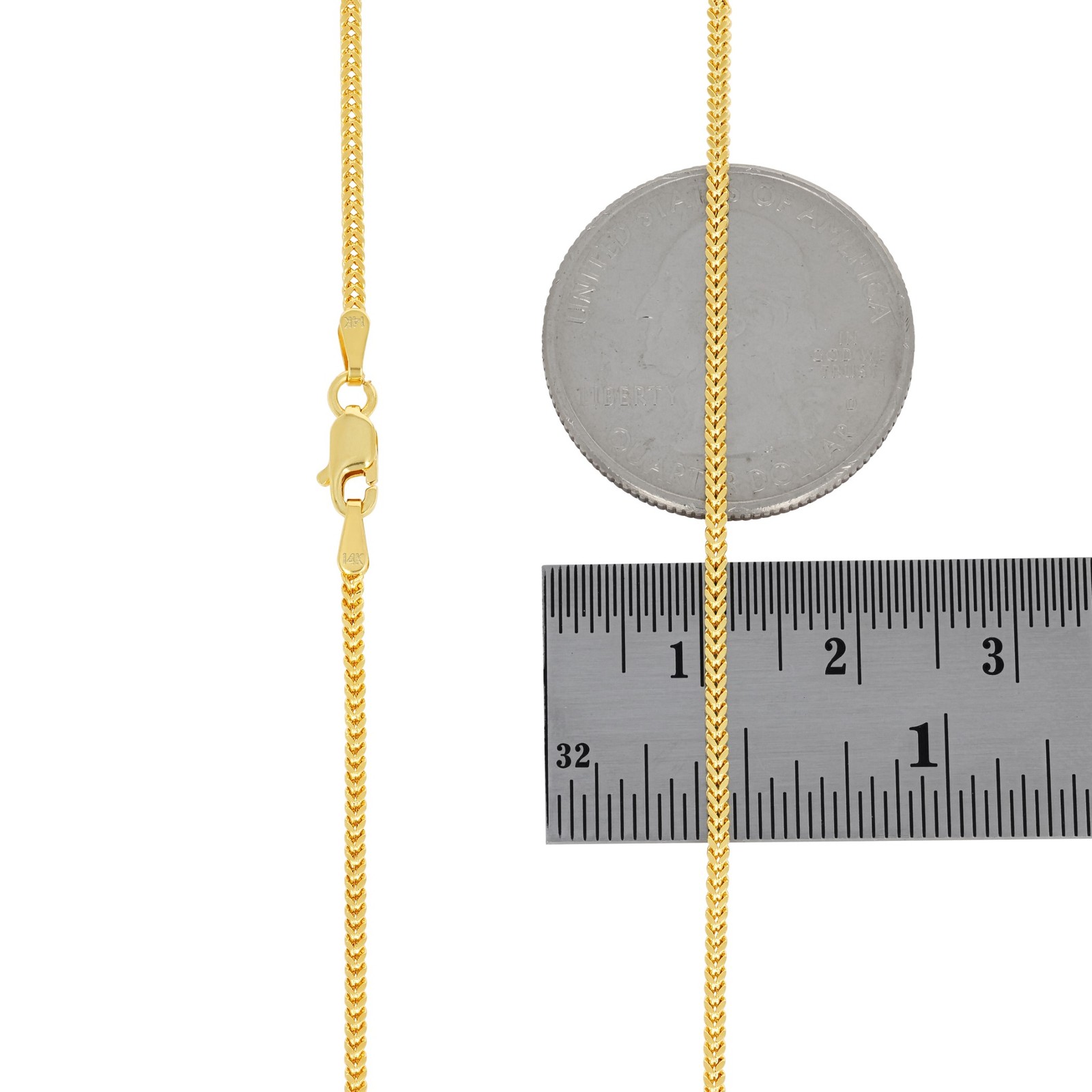 14k Yellow Gold 1.5mm Franco Box Bracelet Chain Mens Womens 7″ 7.5″ 8″ 8.5″ 9″