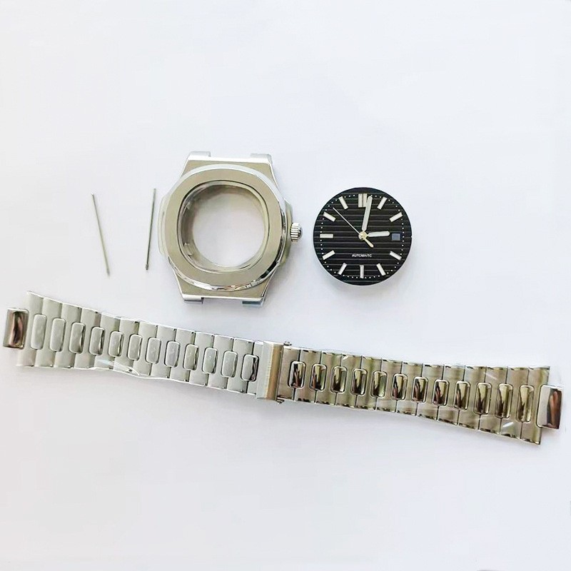 Watch Case Bracelet Dial Kit For NH35 NH36 Stainless Steel Square Case Parts Set