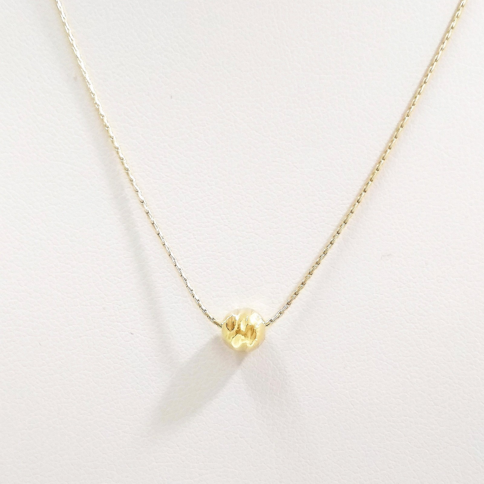 14kt Gold Filled 0.6mm Fine Chain Necklace with 6mm HAMMERED Bead – Your Size