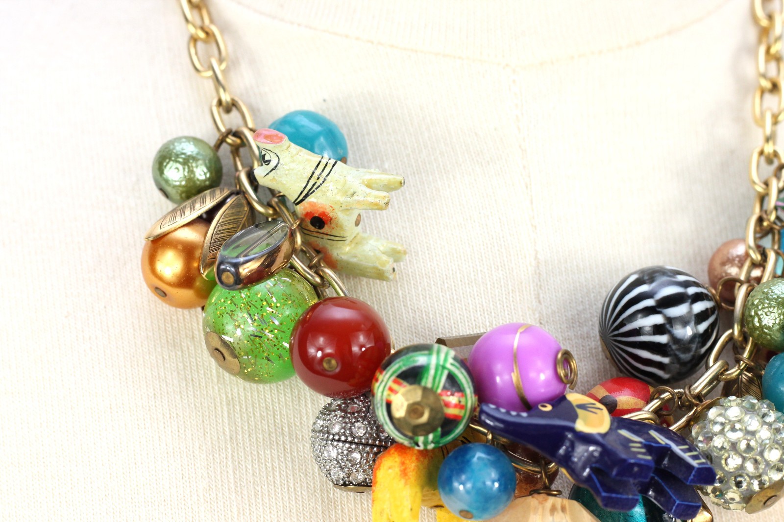Lenora Dame Chunky Colorful Charm Animal Eclectic Statement Necklace