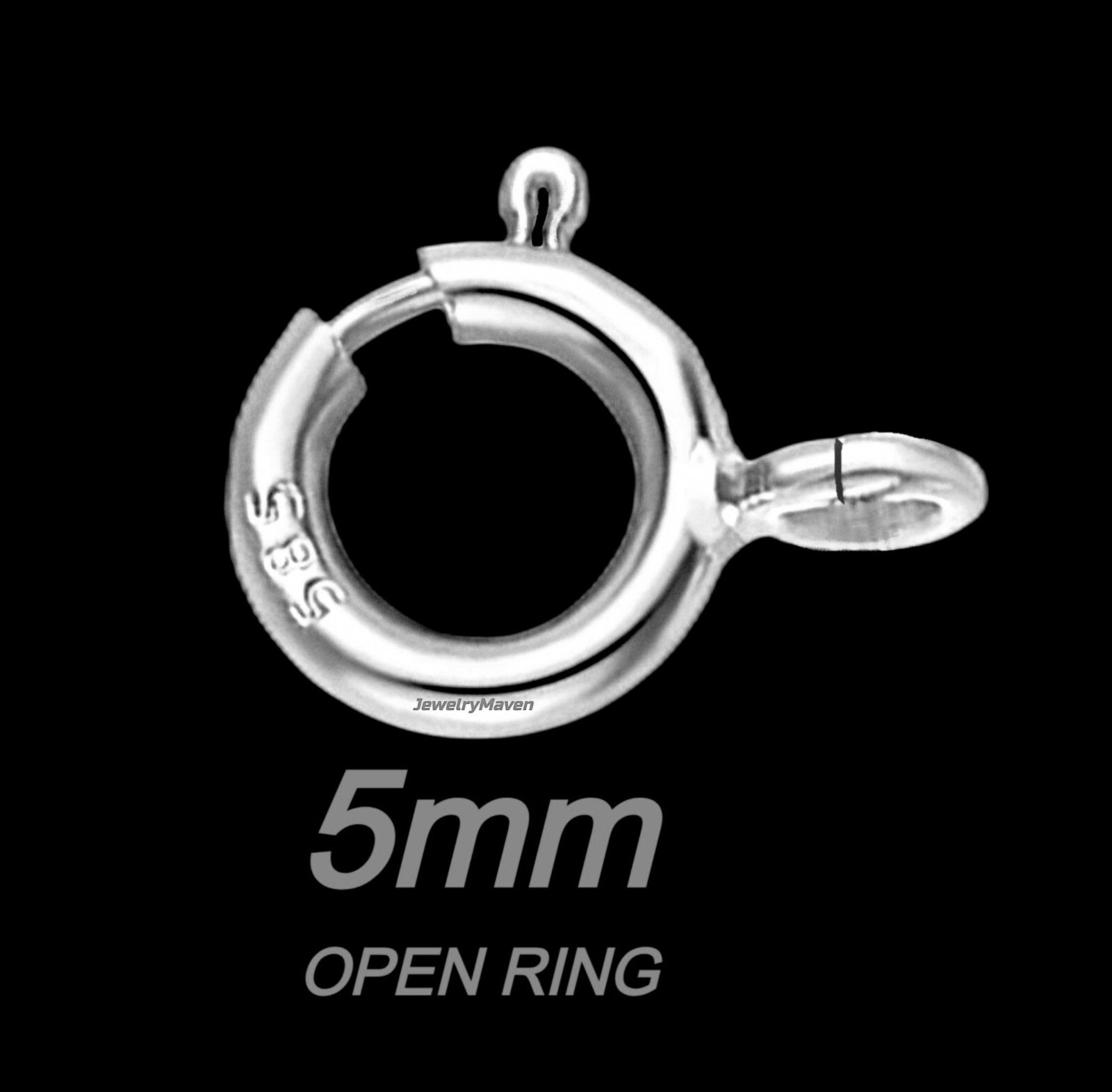 5mm STANDARD WEIGHT 14k White Solid Gold Spring Ring Clasp OPEN Jump RHODIUM USA