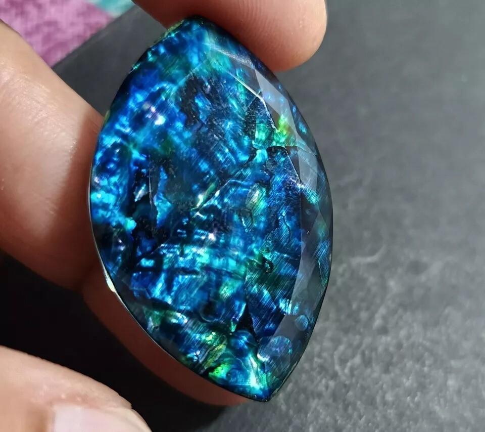 Marquise Cut 47-48 Ct Opal-Like Organic Ammolite Natural Doublet Loose Gemstone