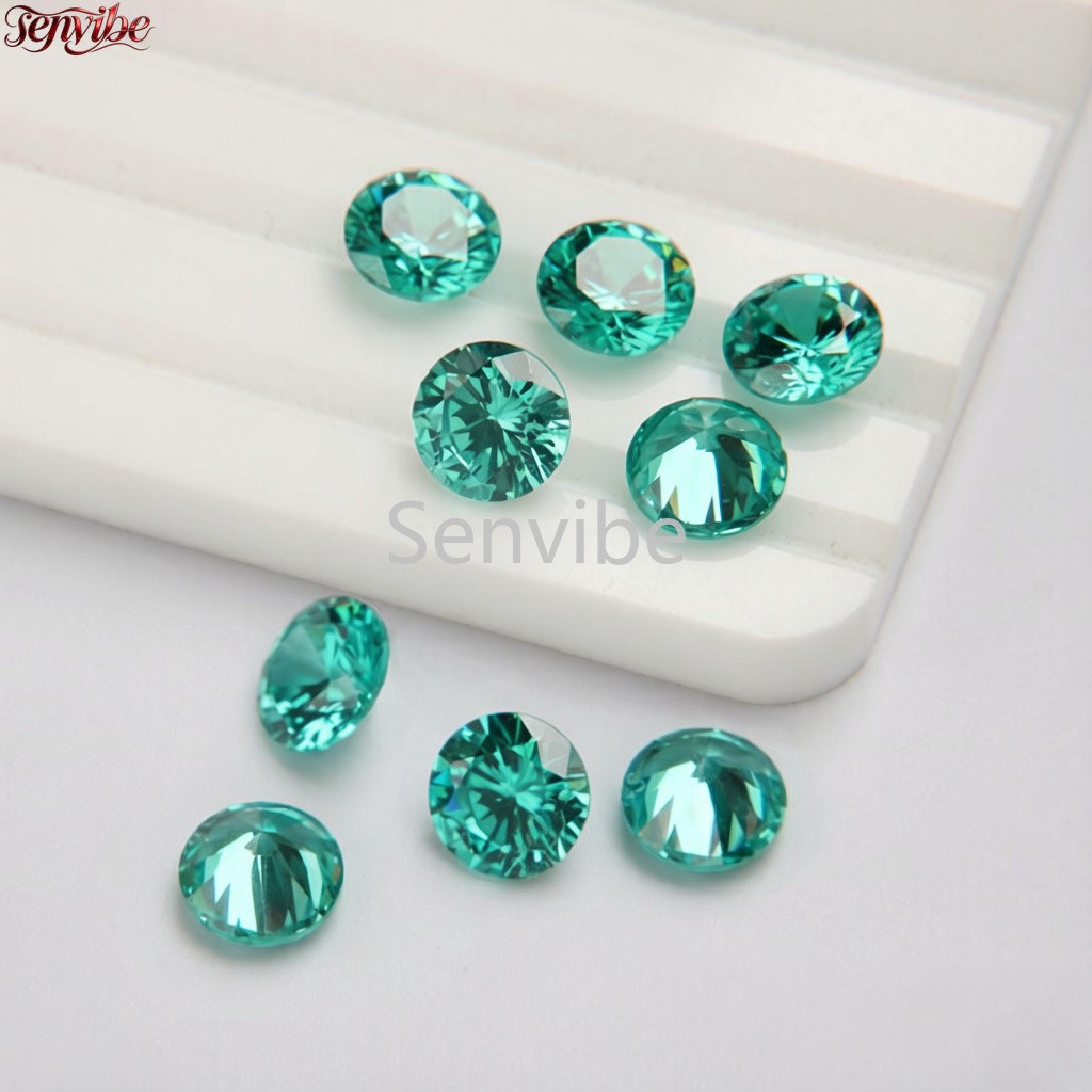 VVS Blue Green Round Cut Synthetic Zircon 5A Loose CZ Accent Gemstone Jewelry