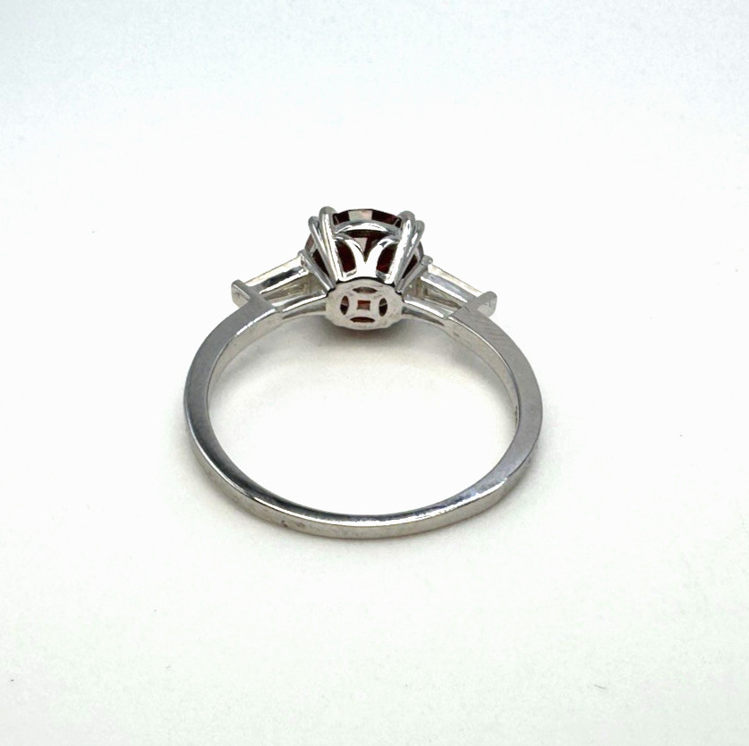 D’Joy Red Moissanite 2.8CT 9mm Ring 925 Sterling Silver Size 10 Tapered Baguette