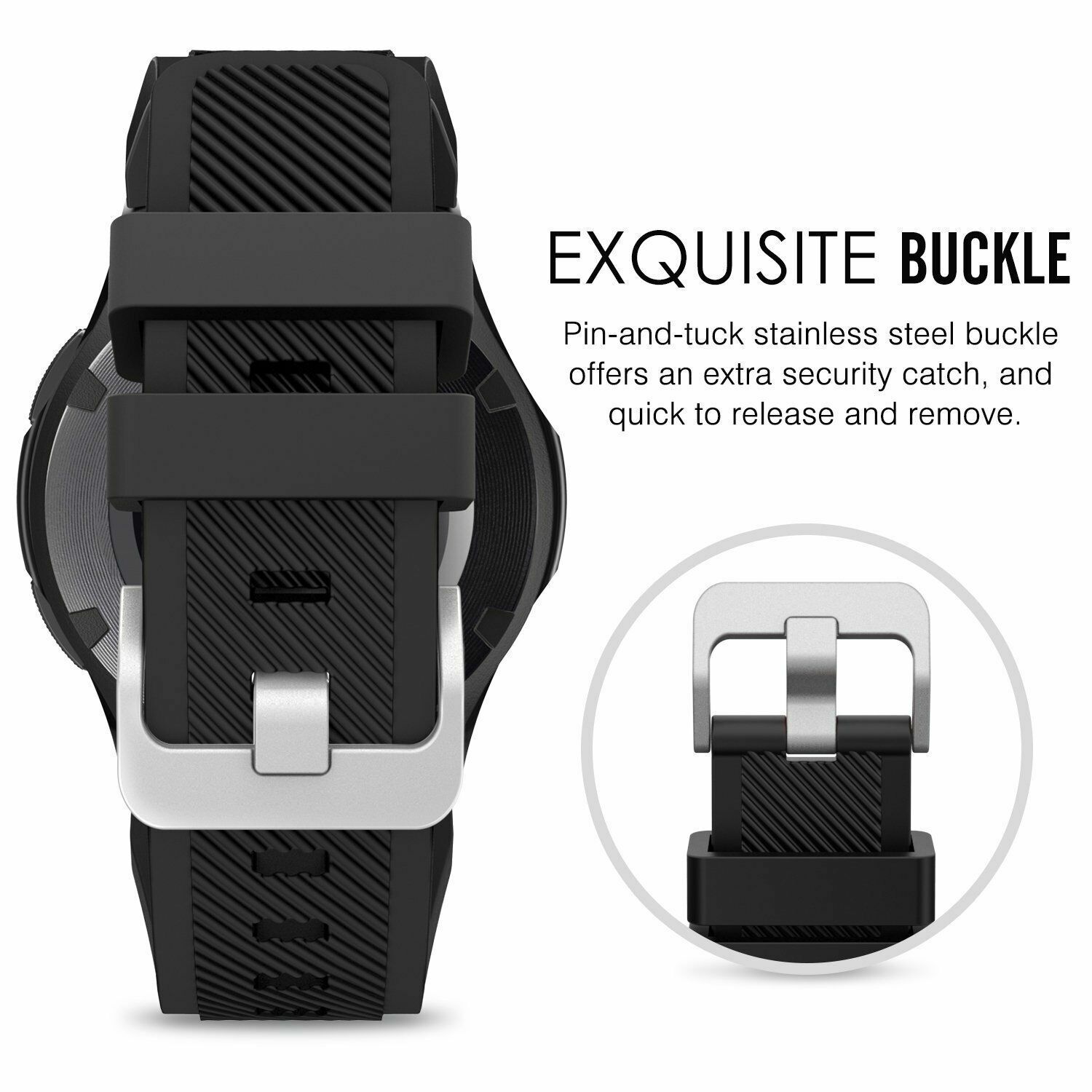 22mm Rugged Silicone Sport Watch Band Strap Replacement Quick Release Wristband