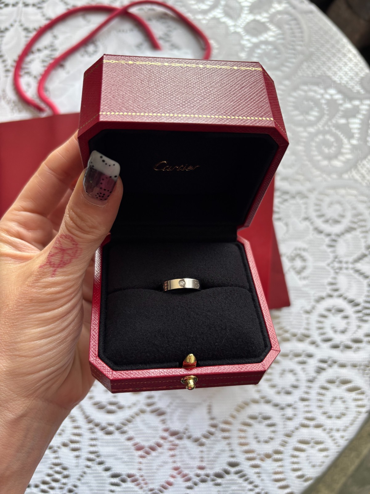 Cartier Love Ring 1 Diamond 18K White Gold Small Model Size 49 (US 5)