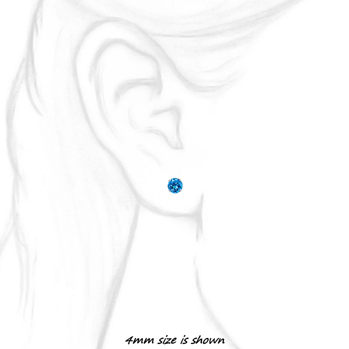 1000 Jewels Brilliant Cut Simulated Blue Zircon Sterling Silver Stud Earrings