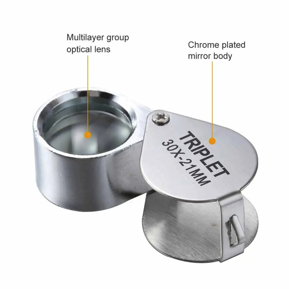 1pc 10-30X Pocket Loupe Magnifier Foldable Jewelry Eye Glass – NEW