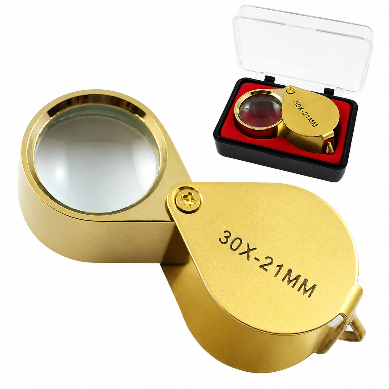 30X Jeweler’s Loupe Magnifier 21mm Foldable Pocket Lens for Jewelry Coins Gems