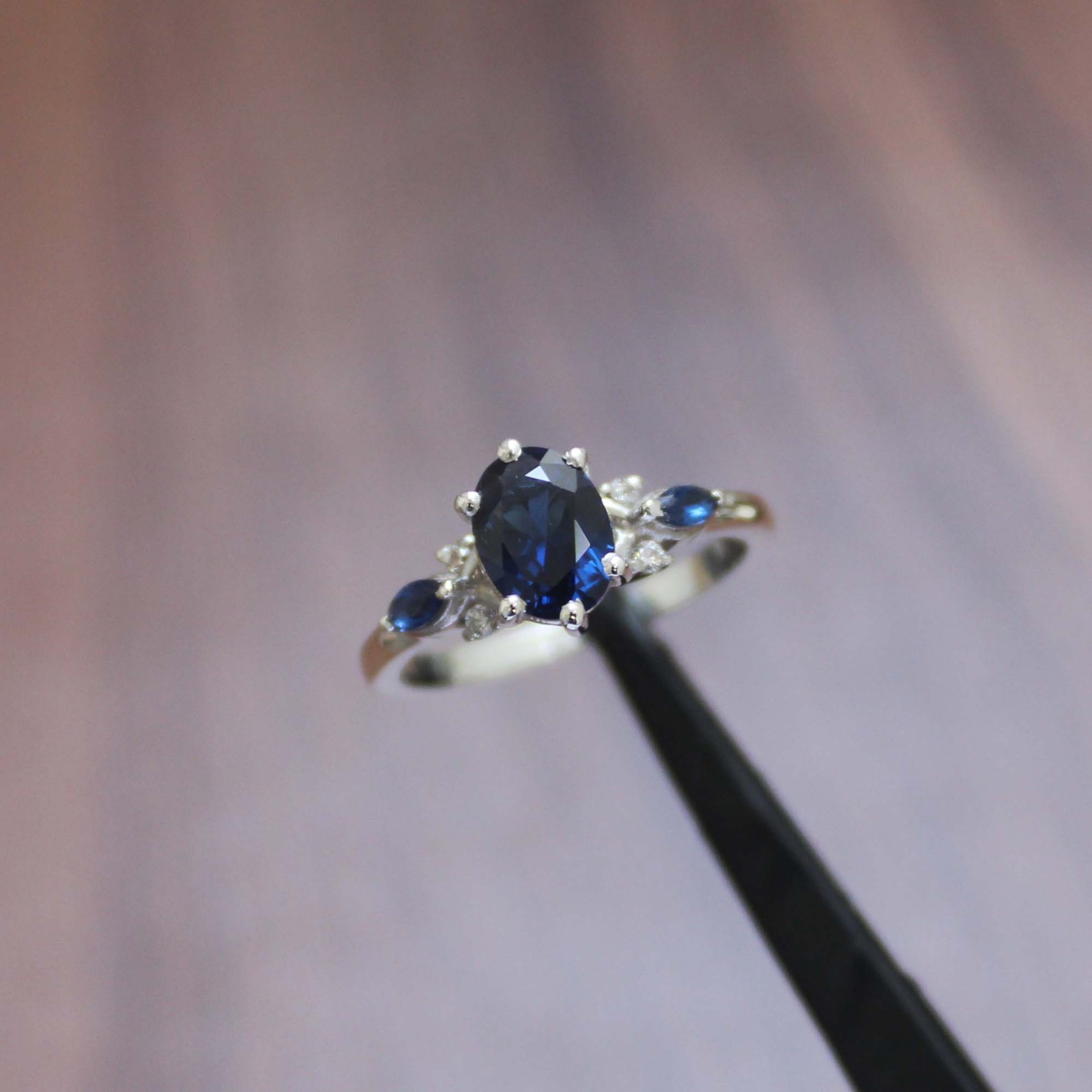1.3 ct Oval Cut Lab Created Blue Sapphire Ring 925 Sterling Silver