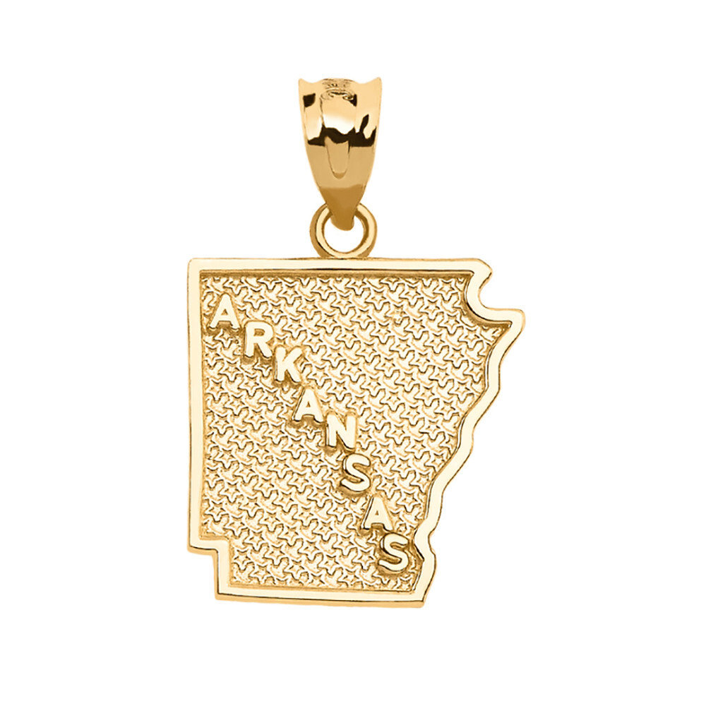 Gold Arkansas State Map Pendant Necklace(Availbale In Yellow/Rose/White Gold)