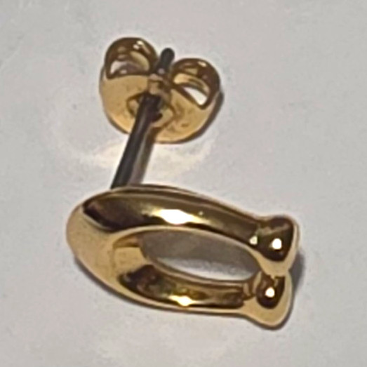 Gold Metal Stud Earring Single w/ Butterfly Back No Stone Lobe