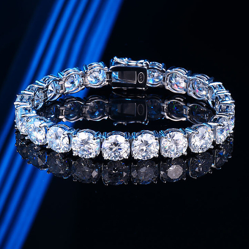 2-8mm REAL VVS D Color MOISSANITE Tennis Chain Bracelet 925 Silver Pass Tester!!
