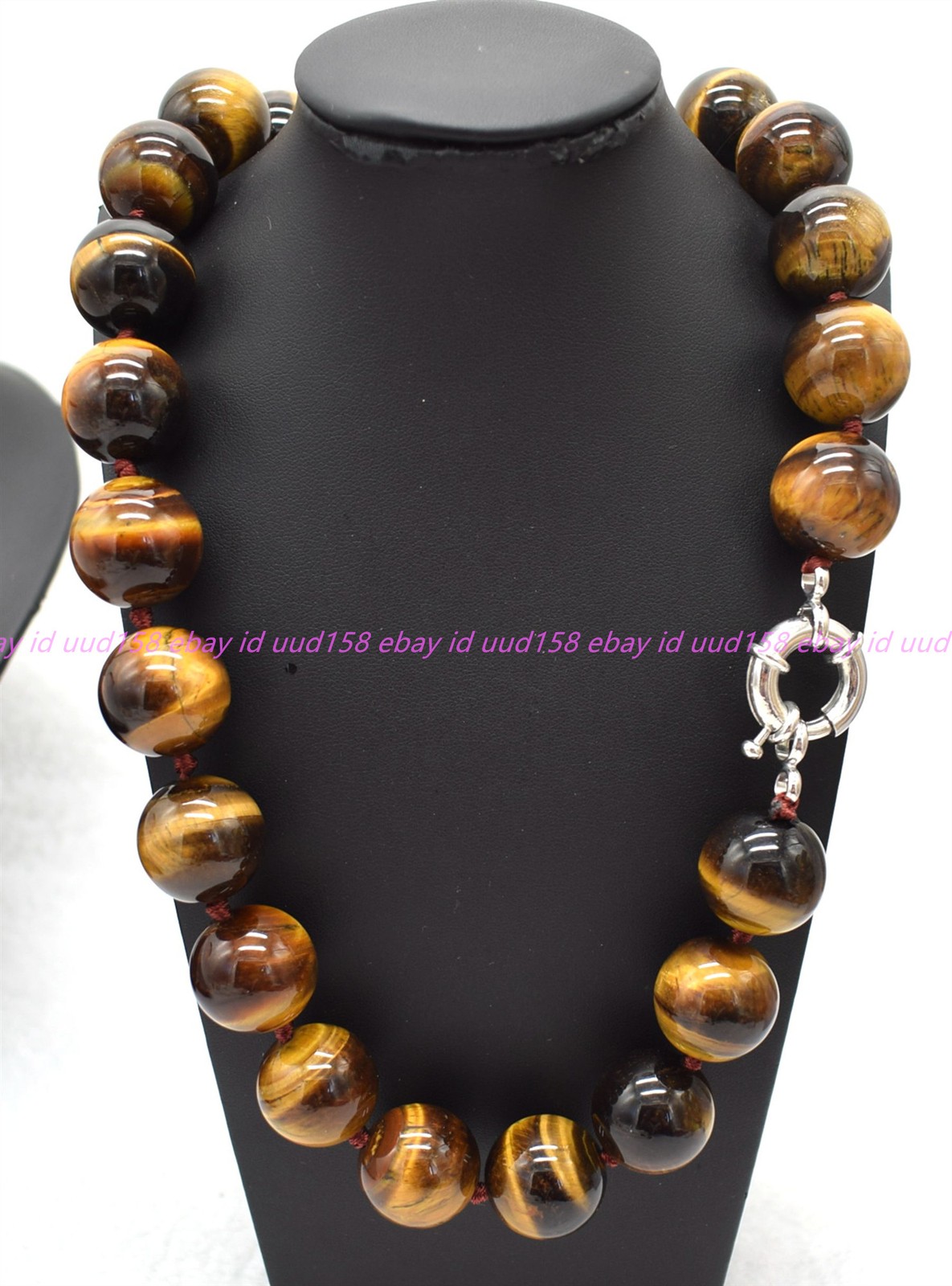 Natural 16/18/20mm Huge Yellow Tiger’s Eye Gemstone Round Beads Necklace 16-36in