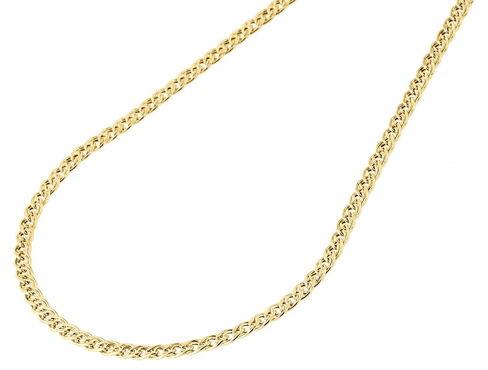 10K Yellow Gold 3MM Double Cuban Curb Italian Link Chain Necklace 16 -24 Inches