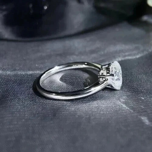 Solitaire 5.00 Ct Heart Cut Off White Lab Grown Diamond Ring 925 Sterling Silver