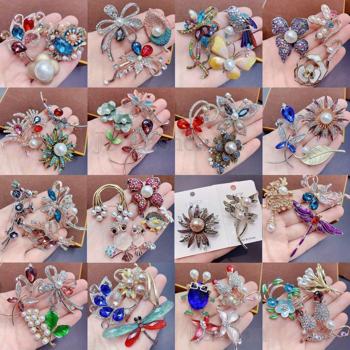 10/20 PCS Mixed Elegant Vintage Colorful Rhinestone Brooch Fashion Jewelry Gift