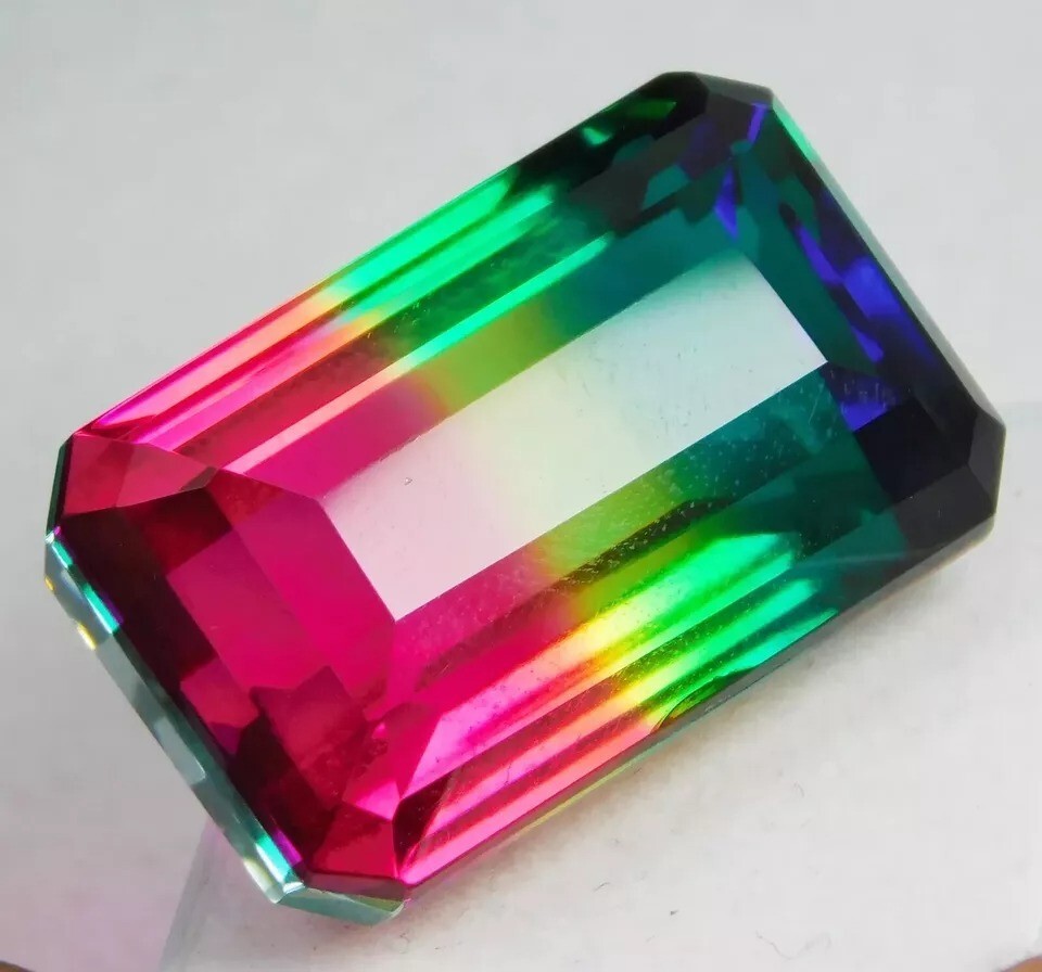 50+ Ct Natural Watermelon Tourmaline Emerald Cut EGL Certified Loose Gemstone