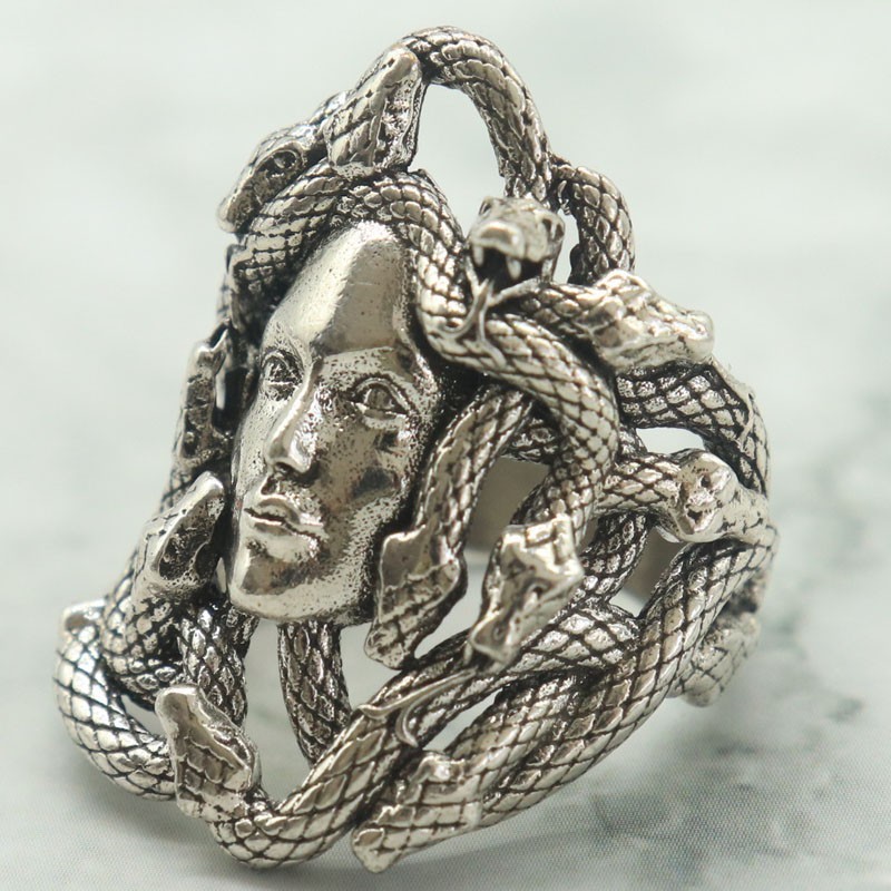 Buy 3 Get 1 Free Medusa Gorgon Head Women Silver Rings Many Size