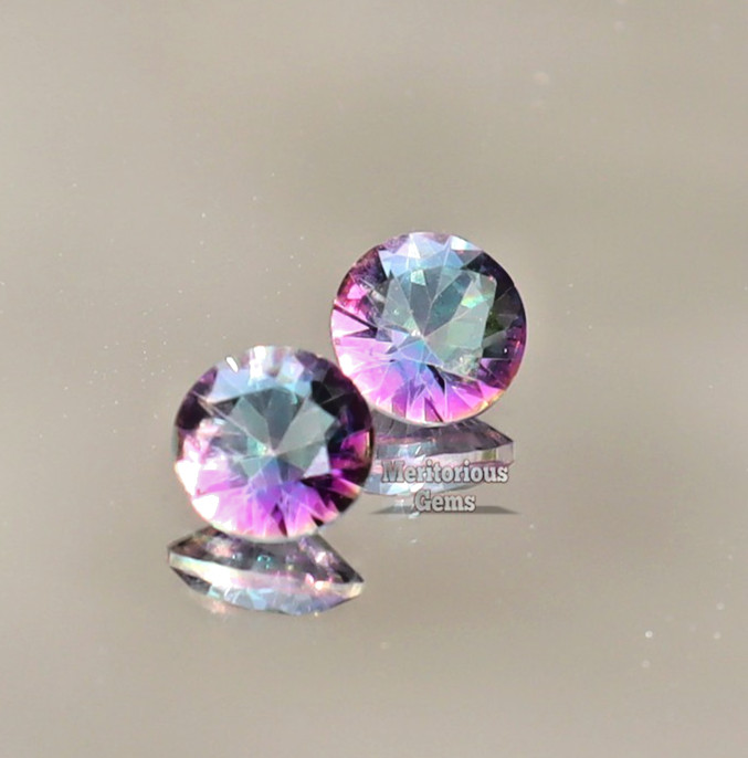 2 pcs Brazilian Certified Natural Alexandrite Round Cut Loose Gemstone 1.10 Ct