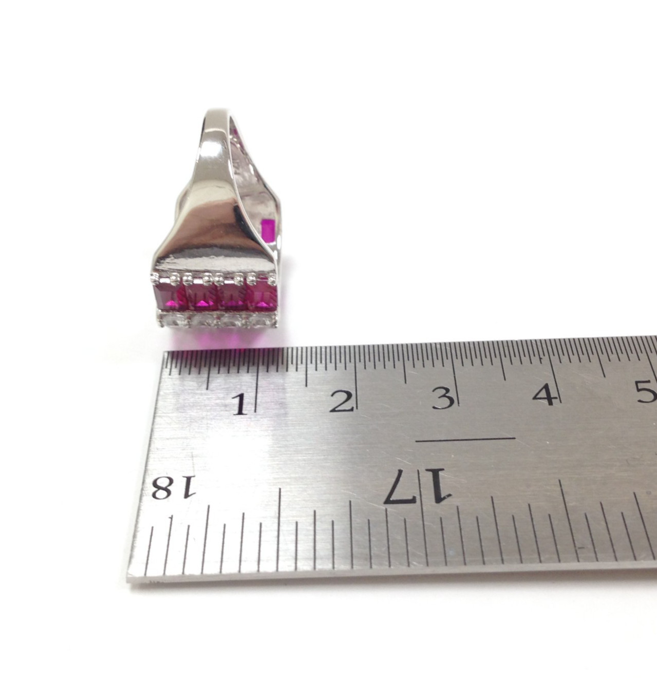 FZN Fuzion Creations Sterling Silver Channel Set Red Stone Ring Size 8 Jewelry