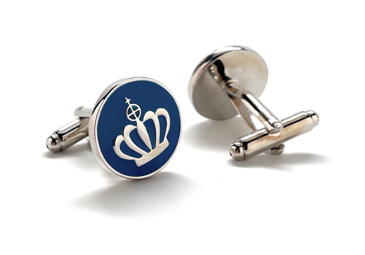 Windsor King Cufflinks Royal Family Palace Estate Cuff Links Blue Enamel Crown