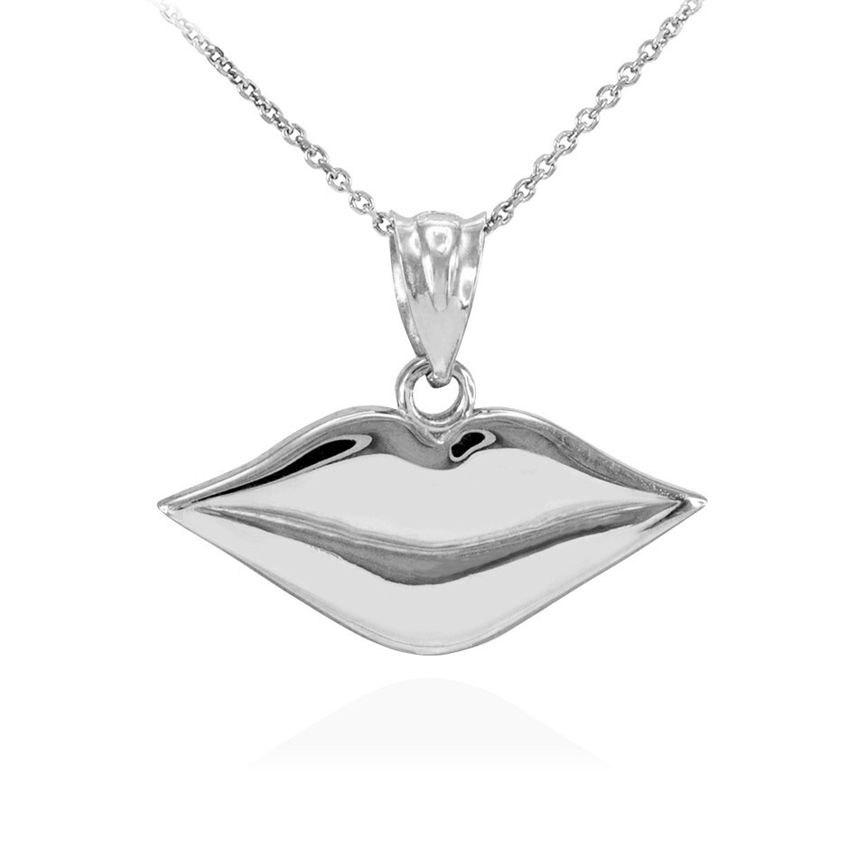 Solid Gold Polished Lips Charm Necklace (Available in Yellow/Rose/White Gold)
