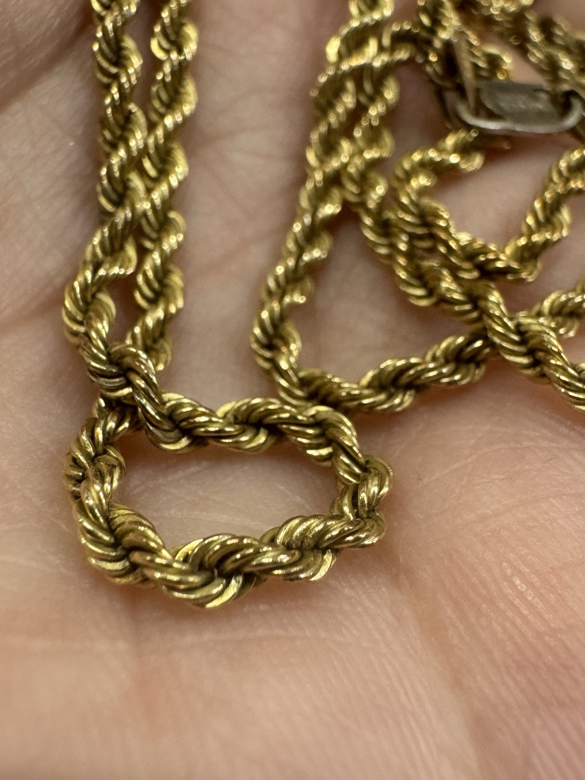 925 1/20 10K Stamped Rope Chain Signed Peru AU 20” Chain Necklace