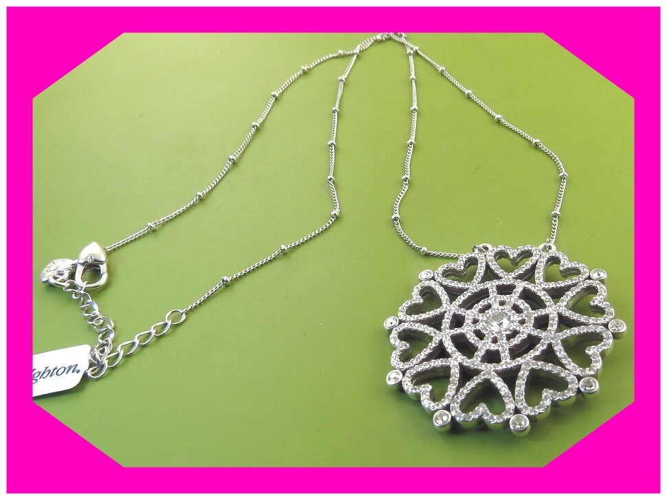BRIGHTON ILLUMINA ENDLESS HEART Crystal Silver NECKLACE NWtag $178 75%