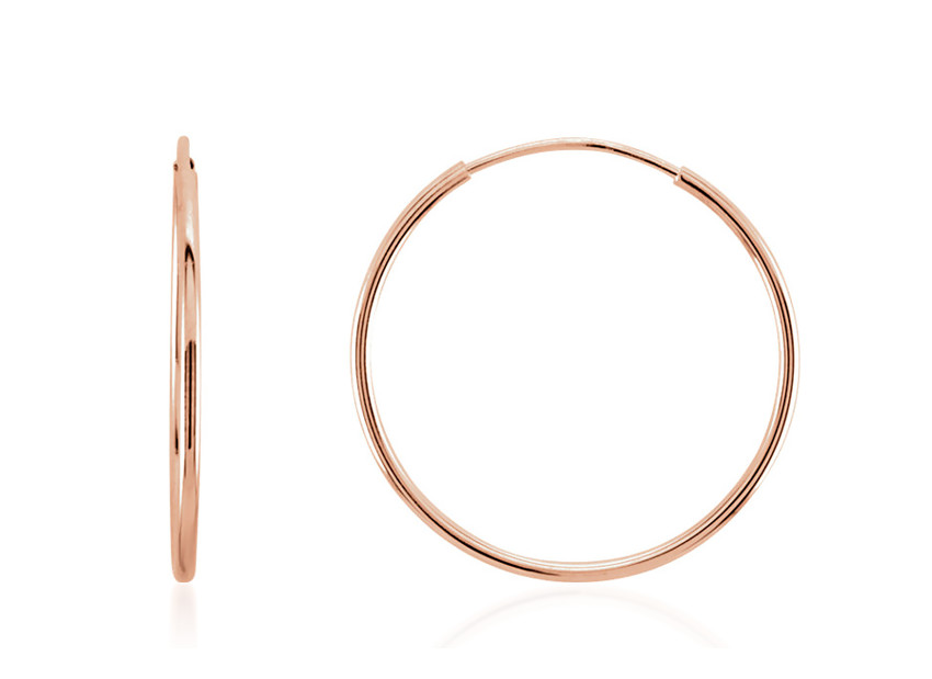 14K Rose Gold Hoop Earrings Endless Hoops 1mm Slender 10mm 12mm 15mm 20mm 24mm