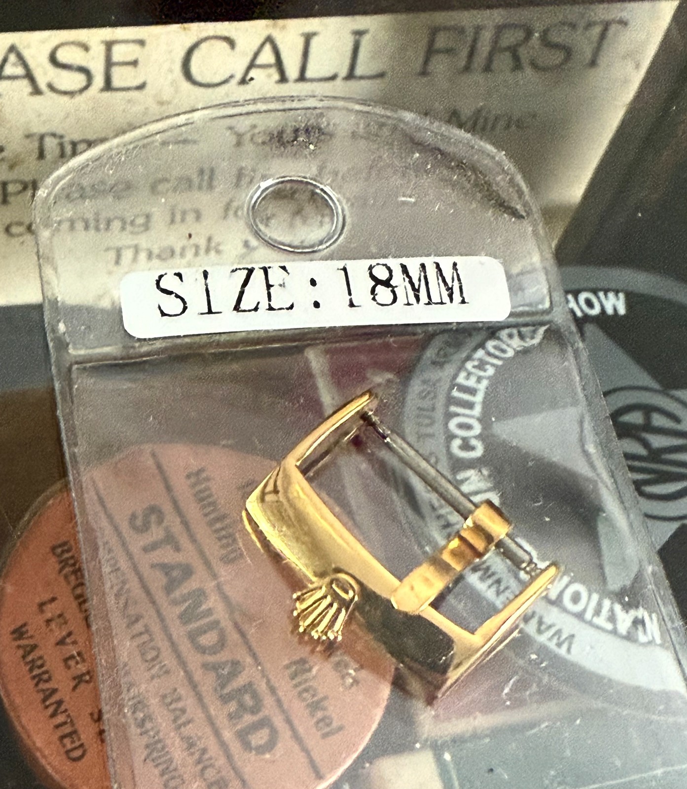 ROLEX 18mm Yellow 18k GOLD Plate Buckle Hammer Marked ACIERINOX ROLEXSA 1995